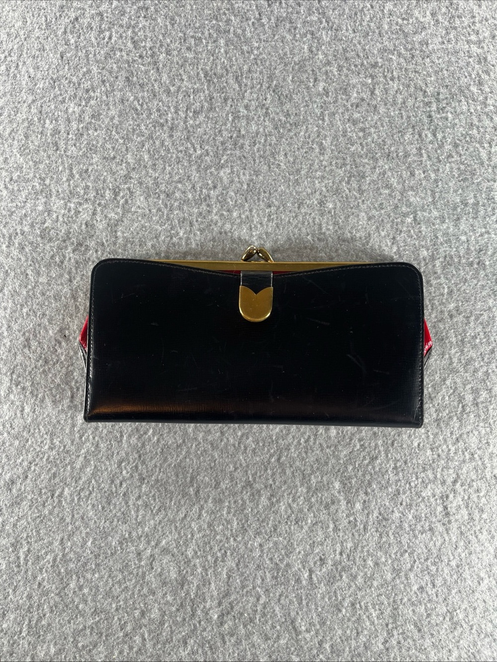 Vintage Bond Street Original Women’s Leather Wallet Black Red